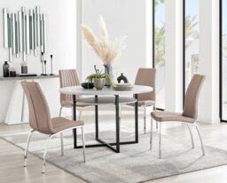 Adley Grey Concrete Effect Storage Dining Table & 4 Isco Chairs - thumbnail 1