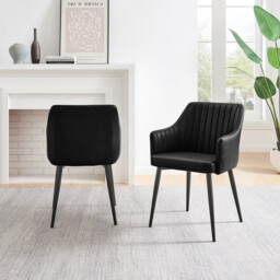 2x Calla Black Faux Leather Dining Chairs - thumbnail 4