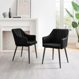 2x Calla Black Faux Leather Dining Chairs - thumbnail 3