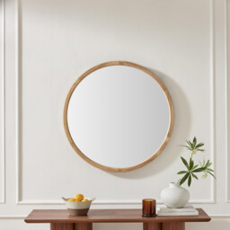 Judith Oak Wood Medium 80x80cm Round Wall Mirror - thumbnail 2
