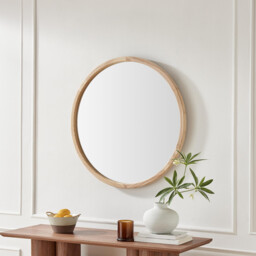 Judith Oak Wood Medium 80x80cm Round Wall Mirror