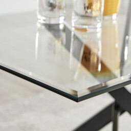 Leonardo Rectangular Glass and Black Metal 4 Seater Dining Table - thumbnail 3