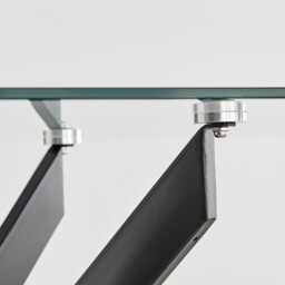 Leonardo Rectangular Glass and Black Metal 4 Seater Dining Table - thumbnail 4