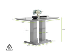 Imperia 4 Grey Dining Table and 4 Pesaro Black Leg Chairs - thumbnail 2