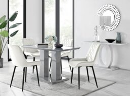 Imperia 4 Grey Dining Table and 4 Pesaro Black Leg Chairs