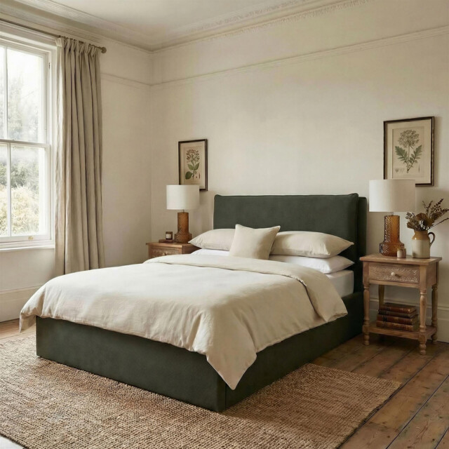 Tilly Green Fabric Ottoman Double Bed Frame - image 1