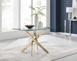 Leonardo 4 Gold Dining Table and 4 Pesaro Gold Leg Chairs - thumbnail 4