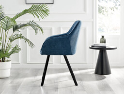 Adley Grey Concrete Effect Storage Dining Table & 4 Falun Black Leg Chairs - thumbnail 3