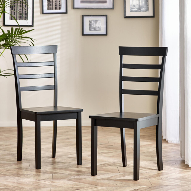 2x Whitby Black Solid Wood Dining Chairs - image 1