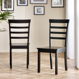 2x Whitby Black Solid Wood Dining Chairs - thumbnail 2