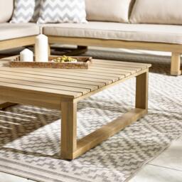 Furniturebox Brisa Teak Effect & Cream 5/6 Seat Garden Sofa Set, Wood in Natural/Cream - Size: 236x76x78 cm - thumbnail 6