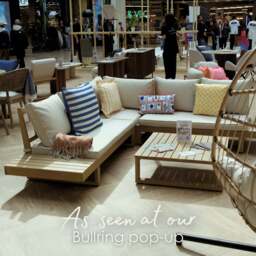 Furniturebox Brisa Teak Effect & Cream 5/6 Seat Garden Sofa Set, Wood in Natural/Cream - Size: 236x76x78 cm - thumbnail 9