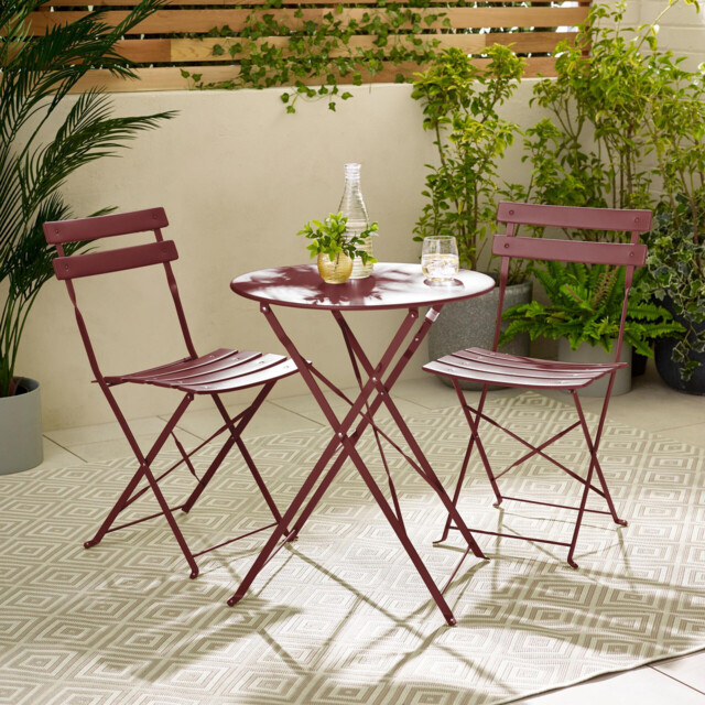 Cabo Berry Red Metal 2 Seat Garden Bistro Set - image 1