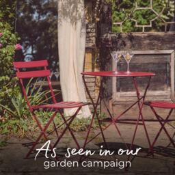 Furniturebox Cabo Red 2 Seat Garden Bistro Set, Metal in Berry - Size: 42x81x51 cm - thumbnail 3