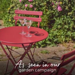 Furniturebox Cabo Red 2 Seat Garden Bistro Set, Metal in Berry - Size: 42x81x51 cm - thumbnail 2