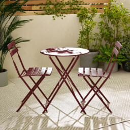 Cabo Berry Red Metal 2 Seat Garden Bistro Set - thumbnail 2