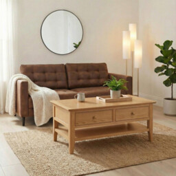 Belle Rectangular Oak Wood Coffee Table