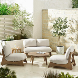 Iko Wood & Cream 4 Seat Garden Sofa & Chairs Set - thumbnail 1