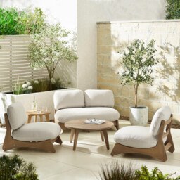 Iko Wood & Cream 4 Seat Garden Sofa & Chairs Set