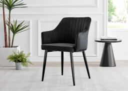2x Calla Black Velvet Dining Chairs with Black Legs - thumbnail 3
