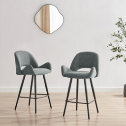2x Layla Grey Fabric Bar Chairs - thumbnail 2