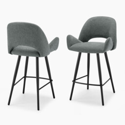 2x Layla Grey Fabric Bar Chairs - thumbnail 3