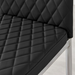 6x Milan Black Hatched Faux Leather Dining Chairs Silver Legs - thumbnail 4