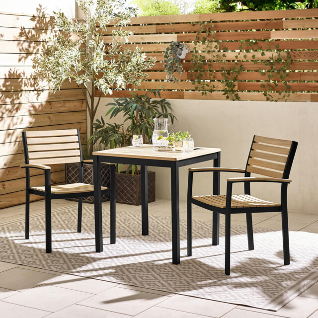 Malva Wood & Black 2 Seat Garden Dining Set - image 1