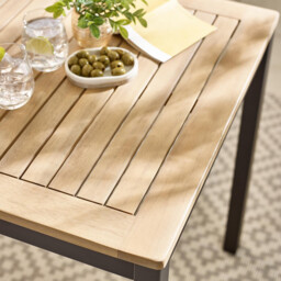 Malva Wood & Black 2 Seat Garden Dining Set - thumbnail 3