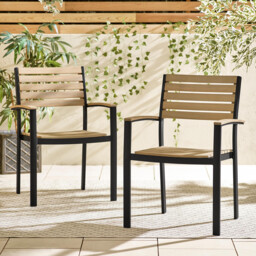 Malva Wood & Black 2 Seat Garden Dining Set - thumbnail 4