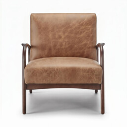Esmeray Tan Faux Leather Mid Century Modern Accent Chair - thumbnail 4