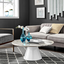 Palma Round White Marble Effect Coffee Table
