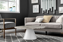 Palma Round White Marble Effect Coffee Table - thumbnail 3