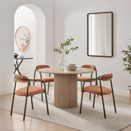 2x Rhea Terracotta Orange Fabric Dining Chairs Bronze Legs - thumbnail 4