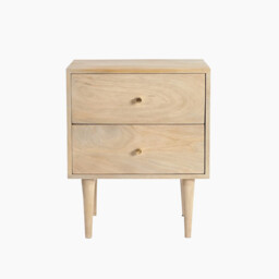 Everest 2 Drawer White Oak Wood Bedside Table - thumbnail 3