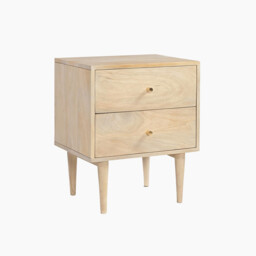 Everest 2 Drawer White Oak Wood Bedside Table - thumbnail 2