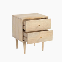 Everest 2 Drawer White Oak Wood Bedside Table - thumbnail 4