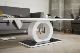 Giovani Rectangular Black Glass and White High Gloss Coffee Table - thumbnail 4