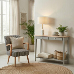 Eden Rectangular Whitewash & Light Grey Wood Console Table - thumbnail 2