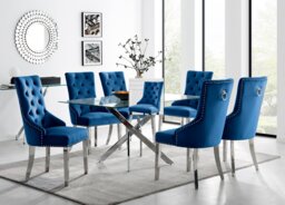 Leonardo 6 Table & 6 Velvet Belgravia Chairs