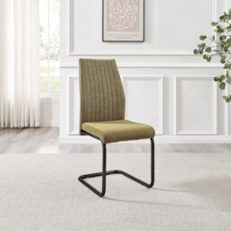 2x Lorenzo Sage Green Fabric Dining Chairs Black Legs - thumbnail 2