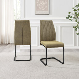 2x Lorenzo Sage Green Fabric Dining Chairs Black Legs - thumbnail 4