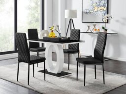 Giovani 4 Black Dining Table & 4 Velvet Milan Black Leg Chairs - thumbnail 1