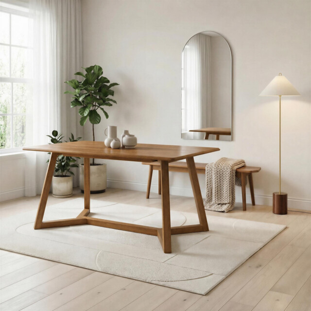Lulworth Rectangular Walnut Effect Wood 6 Seater Dining Table - image 1