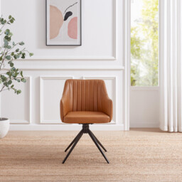 2x Calla Tan Faux Leather Swivel Dining Chairs - thumbnail 3