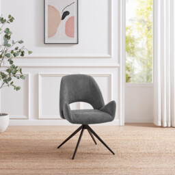 2x Layla Grey Fabric Swivel Dining Chairs - thumbnail 2