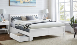 Azure White Solid Pine King Bed Frame + Windsor Mattress + 4 Drawers - thumbnail 2