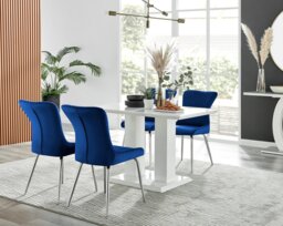 Imperia 4 White Dining Table and 4 Nora Silver Leg Chairs - thumbnail 1