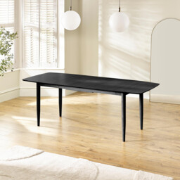 Leif Rectangular Black Solid Wood Large Extending 6-8 Seater Dining Table - thumbnail 3