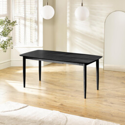 Leif Rectangular Black Solid Wood Large Extending 6-8 Seater Dining Table - thumbnail 2